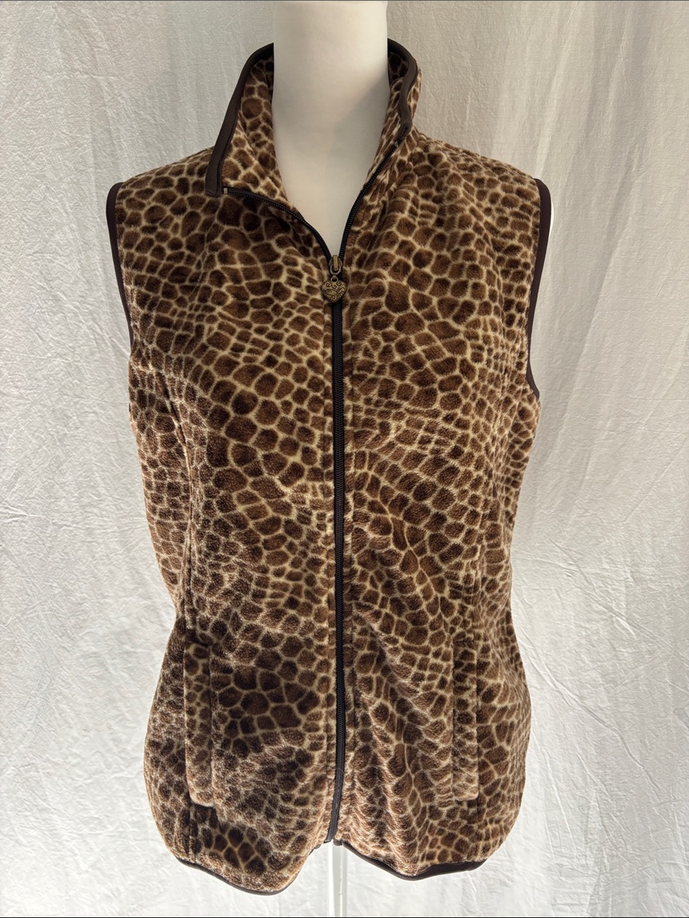 Three Hearts Brown Leopard-Print Fleece Vest